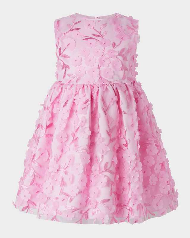Girl's Rose Applique Party Dress, Size 2-